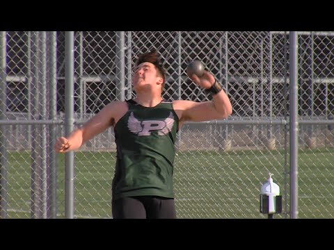 Kody Huisman honing in for shotput at Drake Relays