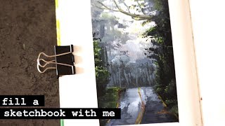 Another Art Challenge??? · Gouache Landscape Painting · Fill a Sketchbook With Me! #7