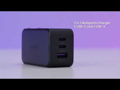 UGREEN CD244 65W GaN - компактный зарядный блок 3 порта (USB-C + USB-A) 10335 - фото 1 - id-p3011679456