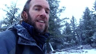 Hiking in the snow in Jasper National Park, Canada