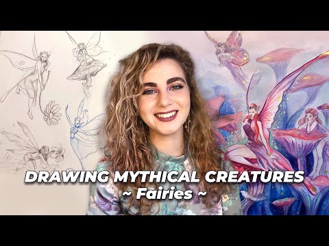 FAIRIES: Drawing Mythical Creatures ✶ Sketch & Watercolour/Gouache Painting Process🧚‍♀️| Inês Andias
