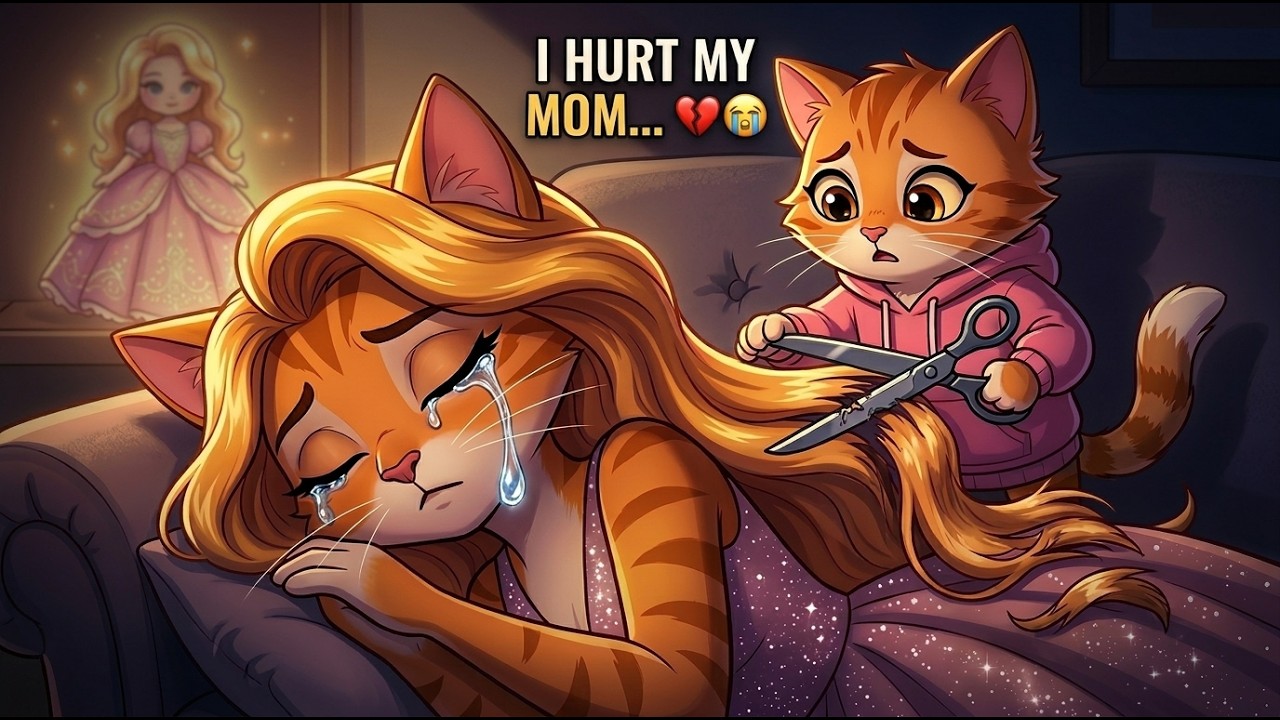 Cat Cut Her Mom's Hair for a Doll... The Ending Is Sad 😭|Cat Animation cartoon🙀🙀