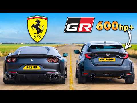 Ferrari V12 vs GR Yaris 3 cilindros tuneado: ARRANCONES