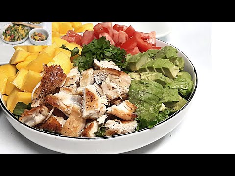 Easy Chicken Mango Avocado Salad Recipe + Easy dressing /Yvonne Mforneh's Kitchen