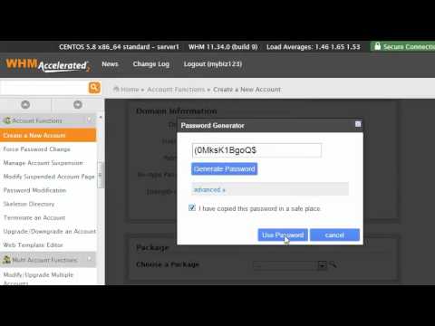 How to create a new web hosting account in cPanel