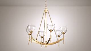 Watch A Video About the Possini Euro Cassidy Antique Brass 6 Light Chandelier