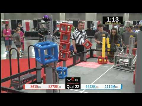2015 VRC Tech Q22 - 8615 5278B vs 9343B 1114M - 69 to 80 - VEX Worlds 2015 - Technology Division