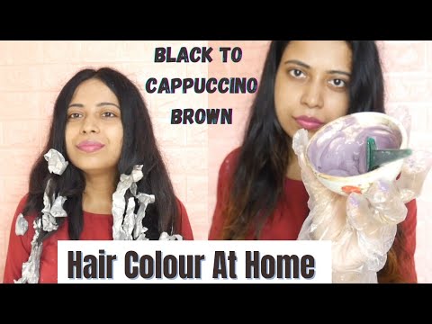 Hair Colour At Home || Hair highlight cappuccino brown...