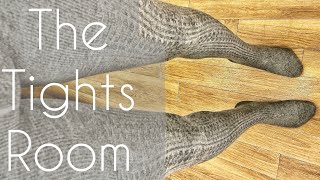 In-Store Leggings Try-On While Layered Over Footed Cable Knit Sweater Tights