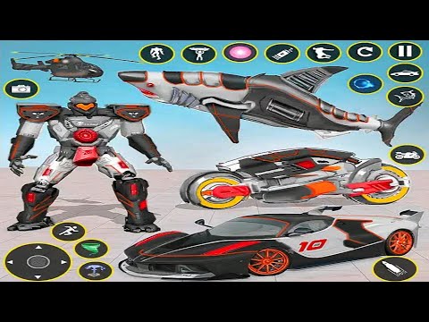 Us Police Flying Shark Robot Car Transforming Game 2023 - Android GamePlay