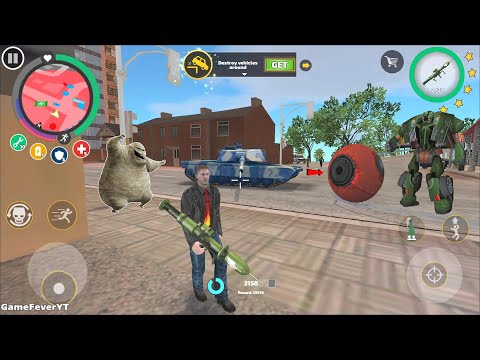 Rope Hero: Vice Town (Mountain Man Fight Green Tank) RPG Like spiked Injection - Android Gameplay HD