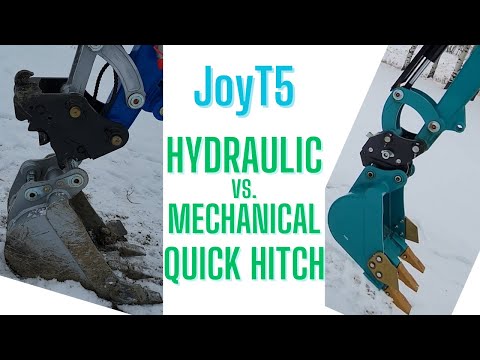 Hydraulic vs Mechanical Quick Hitch Demo, JoyT5 Mini Excavator