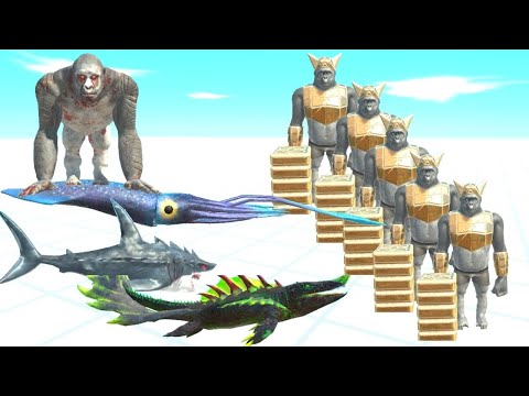 GORO + RADIOATIVE MOSASAURUS + COSMIC SQUID + MUTANT GREAT WHITE SHARK VS X5 PRIMATES - ARBS