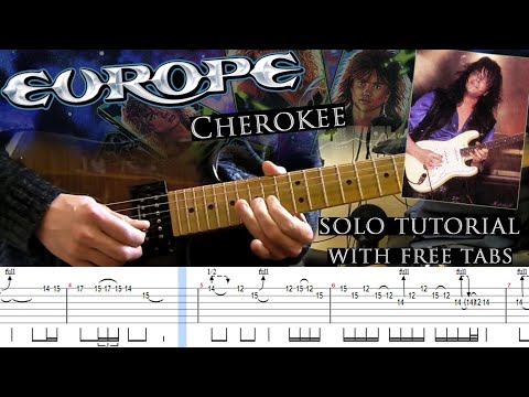 Europe - Cherokee guitar solo lesson (with tablatures and backing tracks)