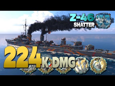 Destroyer Z-46 on map Shatter, 223k damage - World of Warships