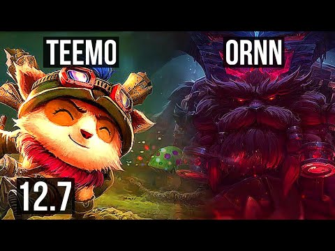 TEEMO vs ORNN (TOP) | 7 solo kills, 1500+ games, 1.6M mastery, Rank 9 Teemo | NA Grandmaster | 12.7