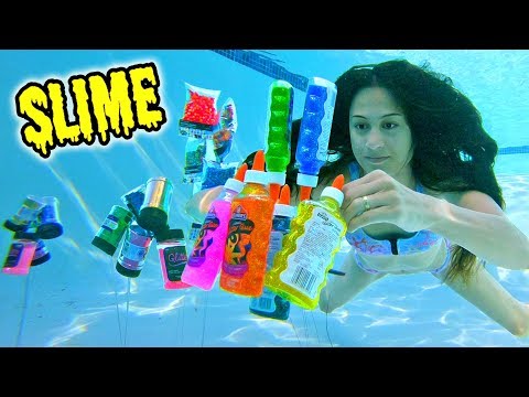 SLIJM INGREDIËNTEN VAN DE BODEM VAN HET ZWEMBAD OPDUIKEN - Challenge || Slime Sunday