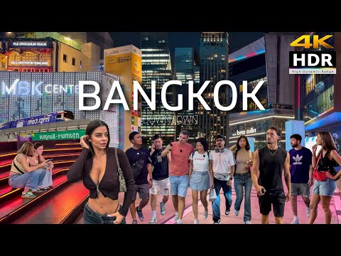 4K HDR | Downtown Bangkok Night Walk | The Most Beautiful Places to Visit | Thailand 2025