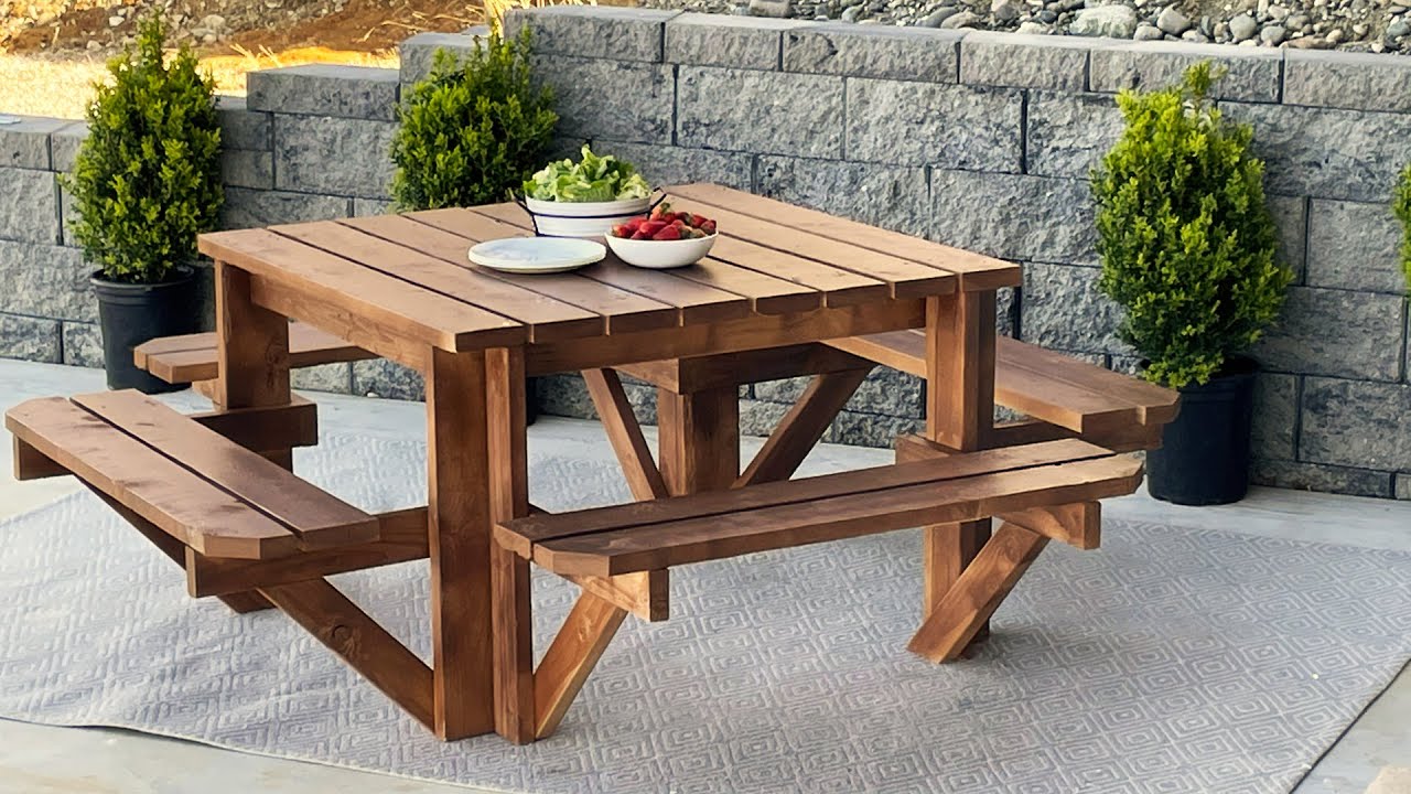 Build a Square Picnic Table with Free Plans