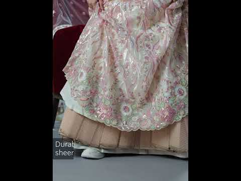 Cream Net Sequins and thread embroidery Semi-Stitched Lehenga choli & Dupatta