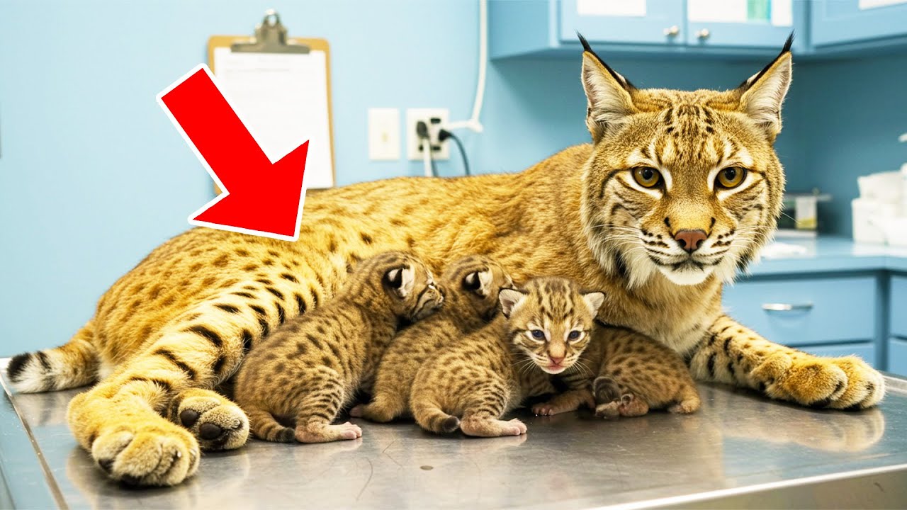 Bobcat Gave Birth to 5 Cubs. Then The Vet Screamed In Shock When He Saw What Came Out!