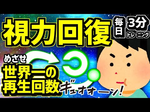 3分間で視力回復トレーニング【再生回数-世界１位の見るだけで眼筋トレーニング、視力が0.01に近い人は是非やってみて！】