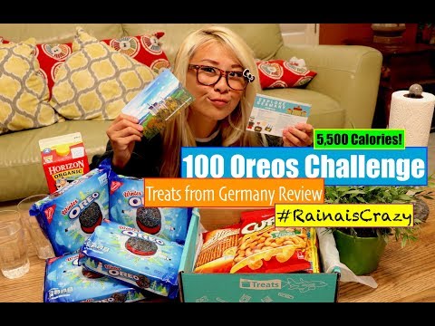 100 Oreo Challenge (5,500 CALORIES) | Treats from Germany Review | RainaisCrazy