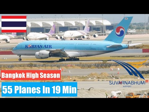55 Planes In 19 Min | Bangkok Suvarnabhumi BKK Airport | High Season