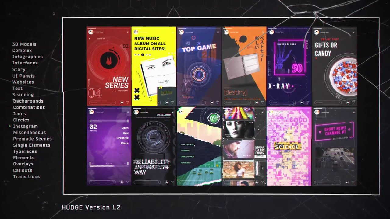 HUDGE | Generator of Hi-Tech Elements | 1600+ UI HUD - After Effects Template