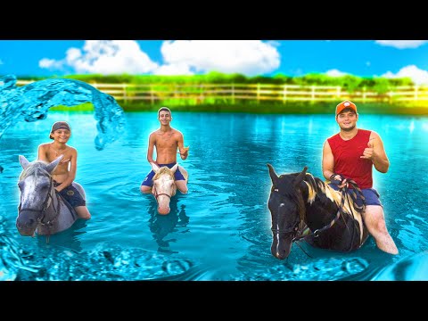 NADANDO com os CAVALOS na LAGOA FUNDA* Caí do Embaixador