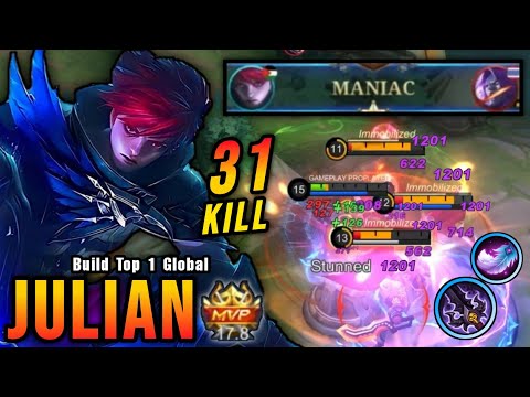 31 Kills + MANIAC!! Julian Hybrid Attack Speed Build - Build Top 1 Global Julian ~ MLBB