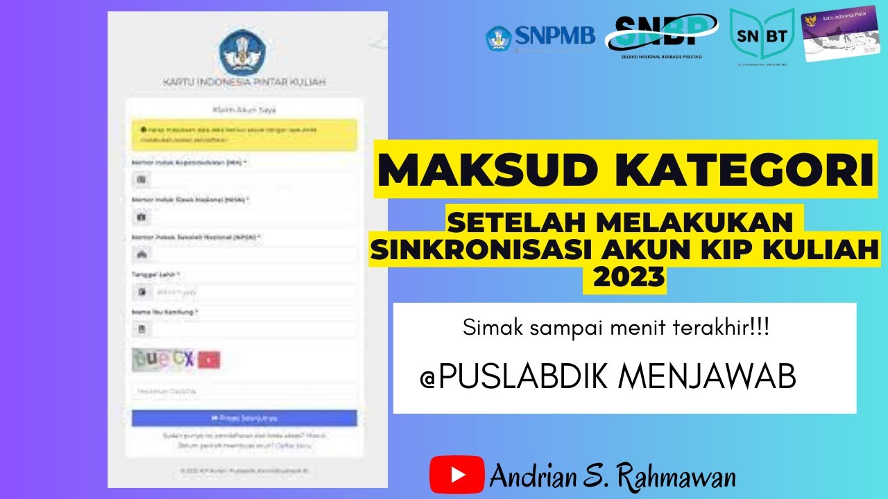 Maksud Kategori Setelah Melakukan Sinkronisasi KIP KULIAH 2023