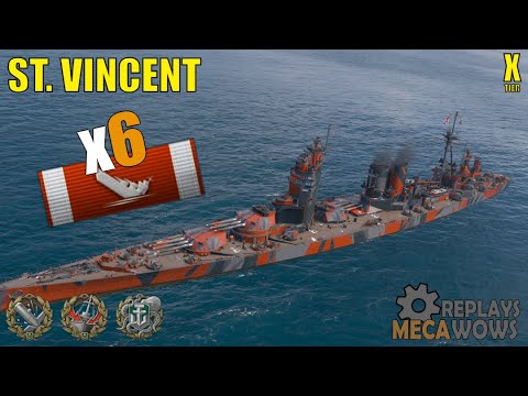 Battleship St. Vincent 6 Kills & 300k Damage | World of Warships Gameplay