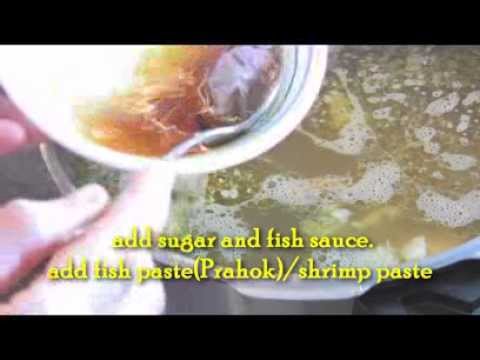 Nom Banh Chok:  Cambodian traditional  round  rice vermicelli noodle soup