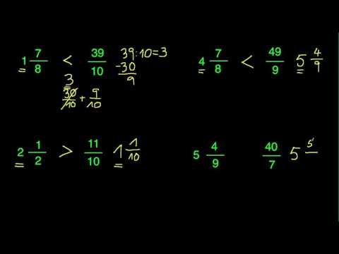 Vergleich von unechten Brüchen und gemischten Zahlen