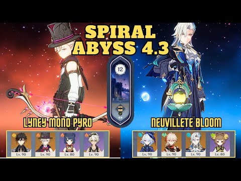 C0 Lyney Mono Pyro & C0 Furina x C0 Neuvillete Bloom | 4.3 Spiral Abyss | Genshin Impact