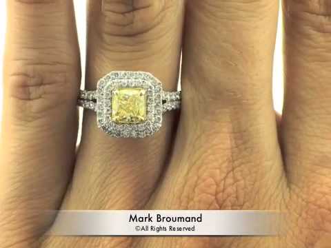 2.39ct Fancy Yellow Cushion Cut Diamond Engagement Anniversary Ring - Mark Broumand