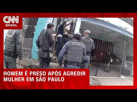 Homem é preso pela PM após agredir mulher e tentar fugir pelo telhado em SP | LIVE CNN