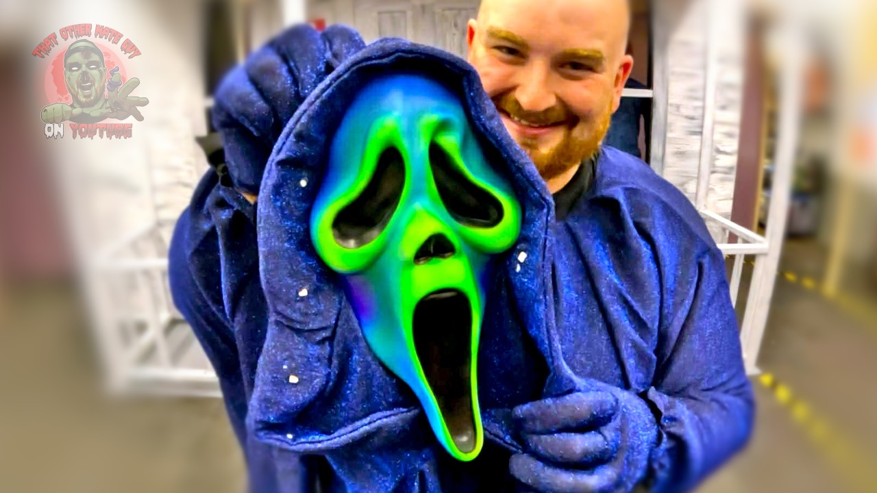 This neon Ghostface costume GLOWS UNDER BLACK LIGHT! | Unbox & Try on