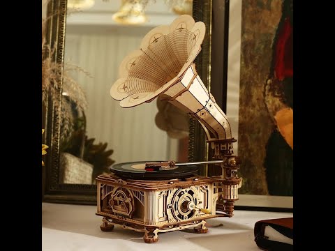 Wooden Electric Gramophone | DIY Puzzle Assemble | Free Vinyl Record | Premium Toy Player |