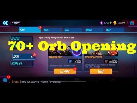 Marvel Strike Force - Orb Opening - 70 Premium + Red + Mega Orbs - Quest for 7 Star Okaye