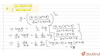 Find the derivatives w.r.t. x :  `y=sqrt(((x-3)(x^(2)+4))/(3x^(2)+4x+5))` |Class 12 MATH | Doubtnut