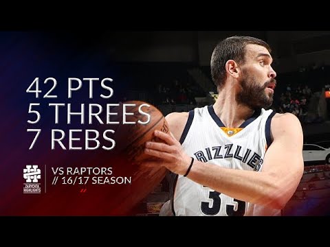 Marc Gasol 42 pts 5 threes 7 rebs vs Raptors 16/17 season