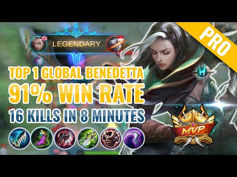 TOP 1 GLOBAL BENEDETTA - 16 Kills in 8 Minutes | by K1NGKONG | Mobile Legends | MLBB