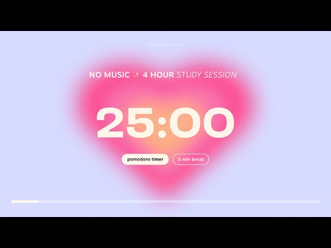 4-hour Study Timer 🩵 Pomodoro Technique for studying with 5 min breaks | Aesthetic Focus Countdown