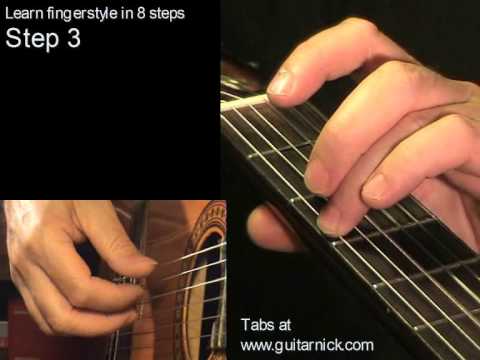 How to play fingerstyle - beginner guitar lesson 3 + TAB!