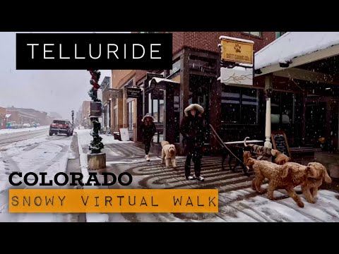 A SNOWY Walking Tour Through Telluride Colorado in 4K!