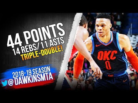 Russell Westbrook Triple Double 2019 02 14 Thunder vs Pelicans   44 14 11 FreeDawkins