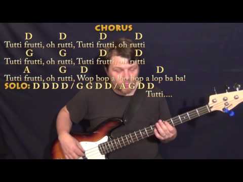 Tutti Frutti (Little Richard) Bass Guitar Cover Lesson in D with Chords/Lyrics