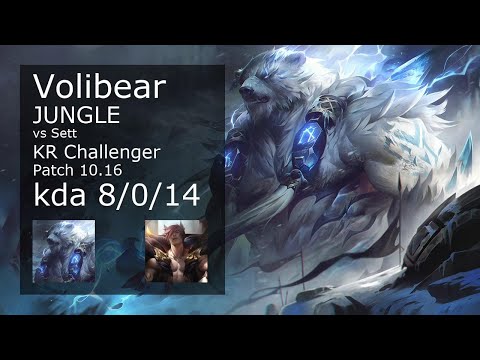 Volibear Jungle vs Sett - KR Challenger 8/0/14 Patch 10.16 Gameplay // [롤] 볼리베어 vs 세트 정글